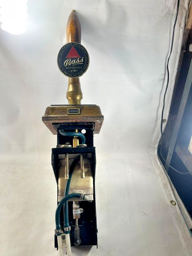 Vintage brass and wood beer - brass,