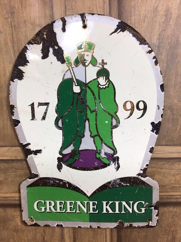 Vintage enamel greene king - enamel, ale